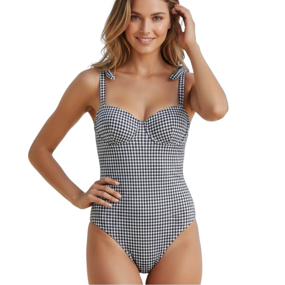 Forever 21 Plus- 0X Black and White Checkered One Piece swimsuit NWT
